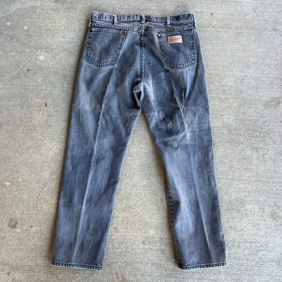 Vintage 80s Wrangler 13MWZPB Jeans 38x32 Faded Black Original Fit Cowboy Cut - Picture 2 of 6